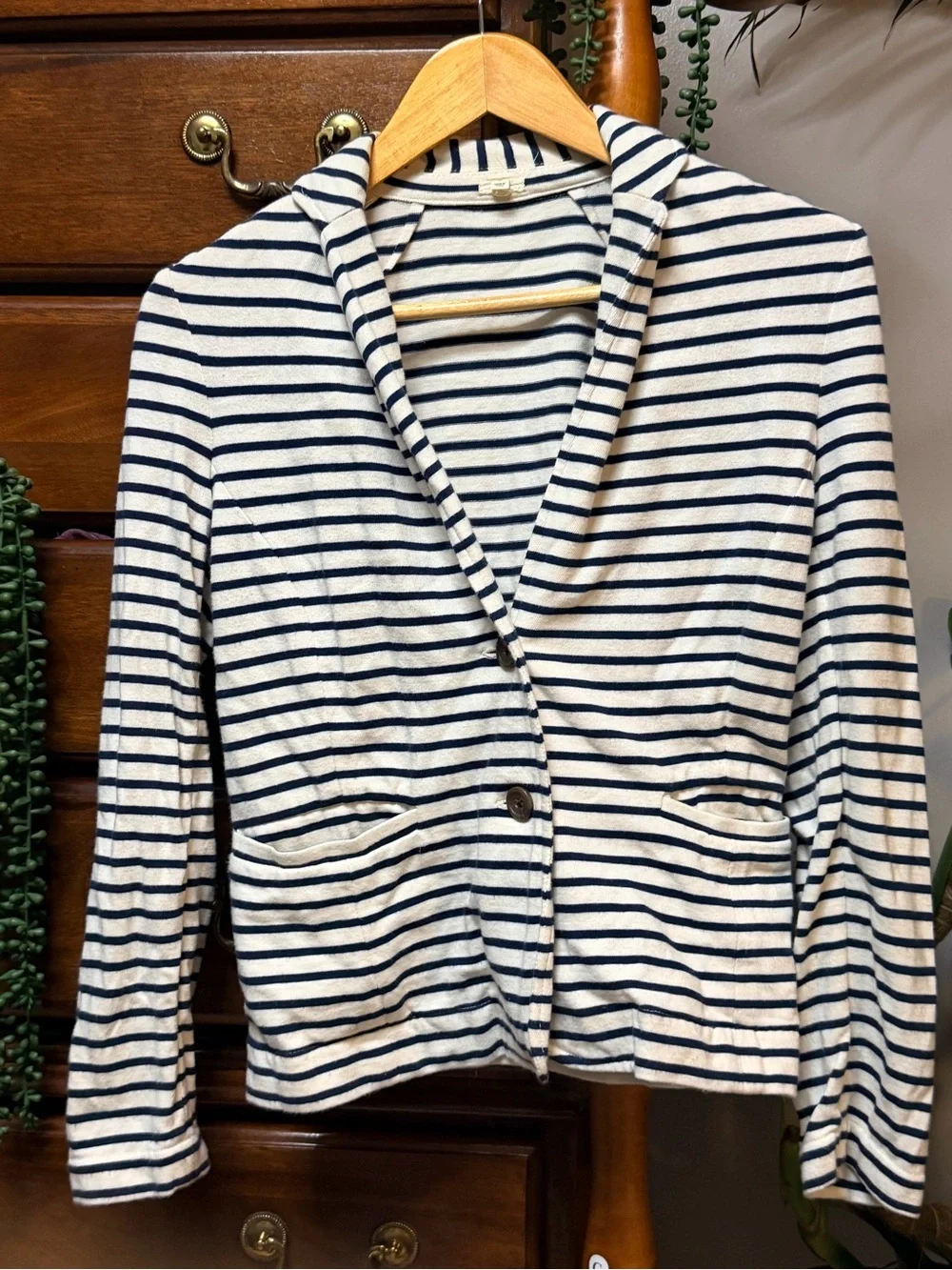 J. Crew Navy and White Striped Nautical Style Blazer